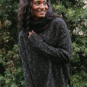 Jenni Kayne Womens Black and Cream Cashmere and Wool Turtleneck Sweater Size XS